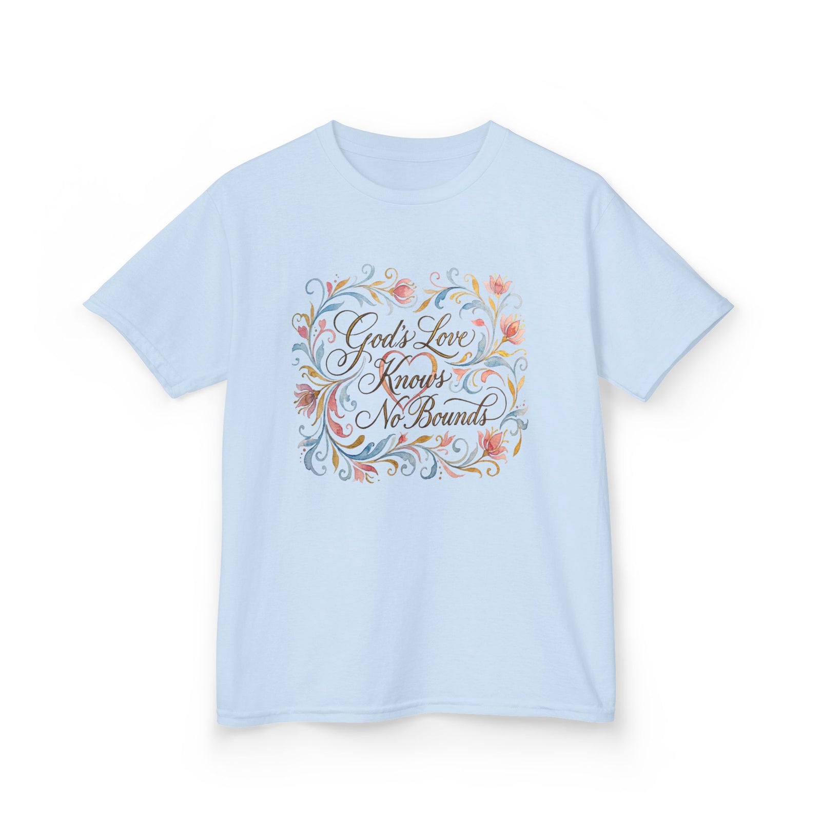 Kids Tee — "God's Love Knows No Bounds" Floral Shirt