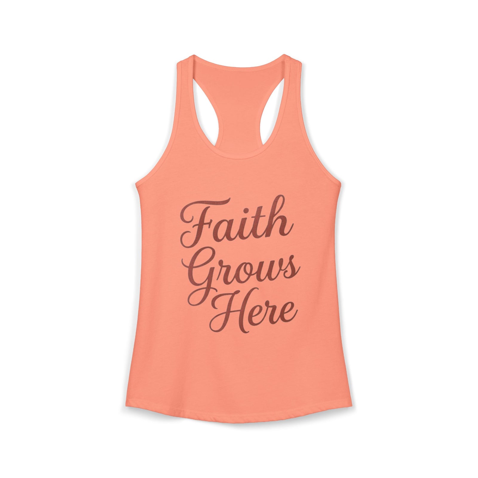 Faith Grows Here Women’s Racerback Tank, Christian Inspirational Tank Top, Faith-Based Apparel, Minimalist Scripture Style Top, Everyday Encouragement Shirt