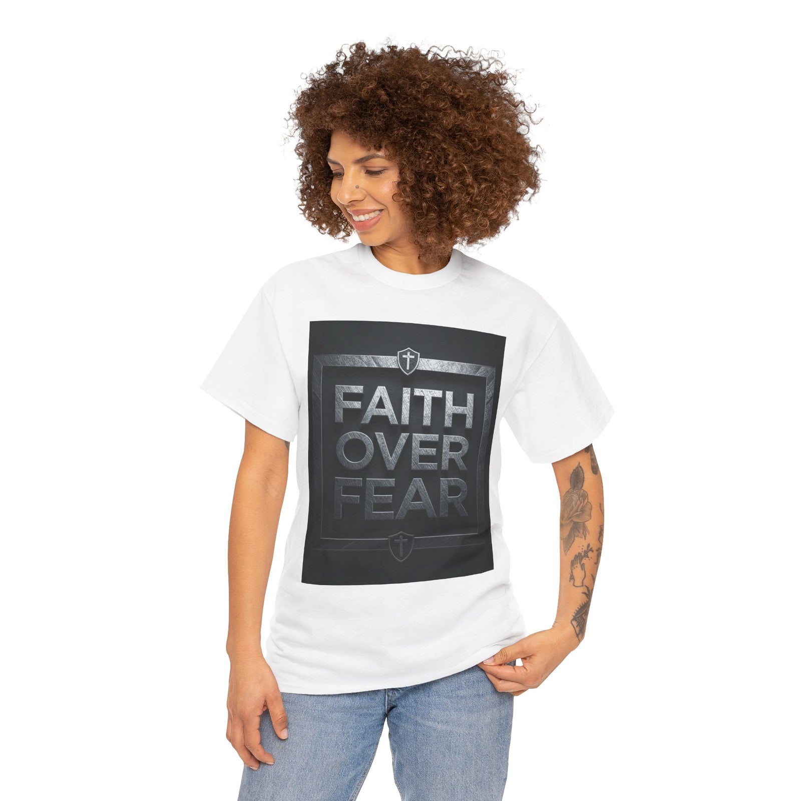 Faith Over Fear T-Shirt — Inspirational Christian Tee with Bold Typography For Men & Women