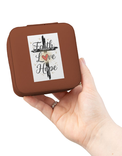 Load image into Gallery viewer, Faith Jewelry Travel Case – Cute Compact Organizer with 'Faith Love Hope' Design For Women and girls
