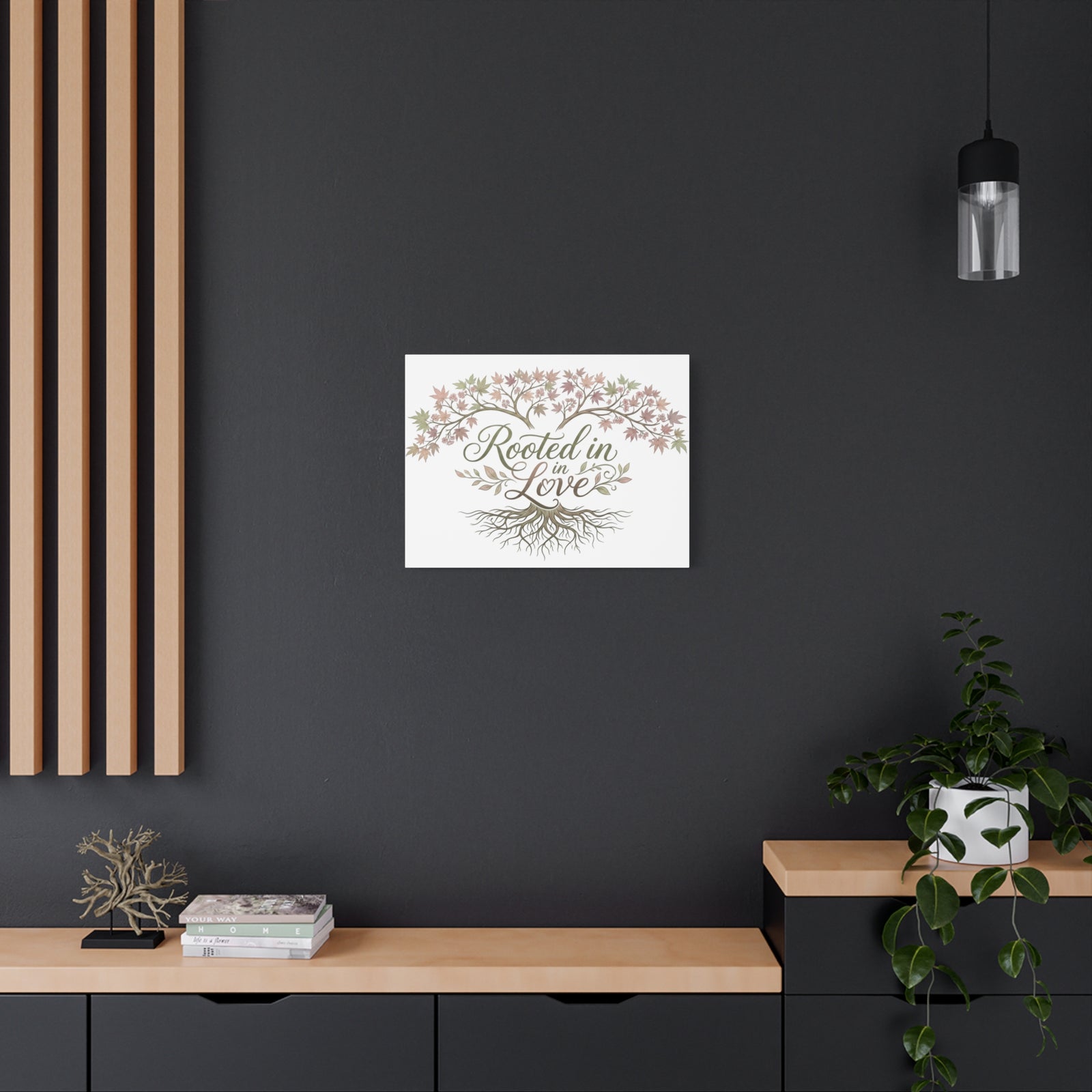 Rooted in Love Tree Canvas Wall Art — Inspirational Family Quote Home Decor