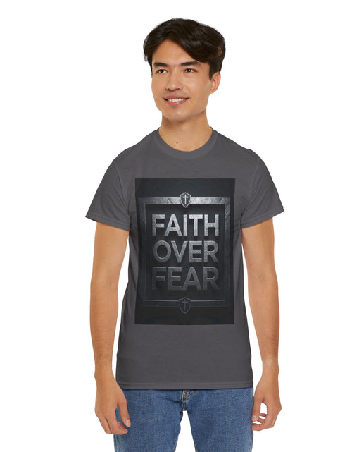 Load image into Gallery viewer, Faith Over Fear T-Shirt — Inspirational Christian Tee with Bold Typography For Men &amp; Women
