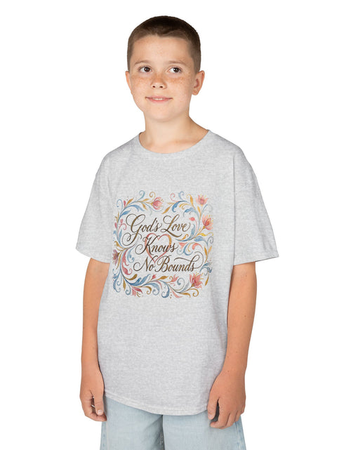 Load image into Gallery viewer, Kids Tee — "God's Love Knows No Bounds" Floral Shirt
