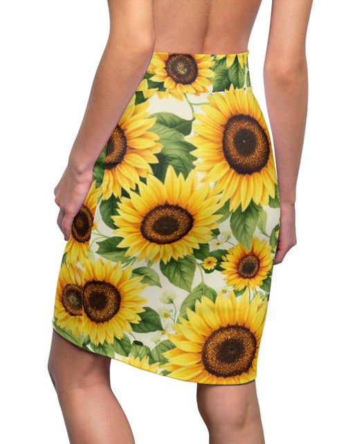 Load image into Gallery viewer, Sunflower Pencil Skirt – Bright Yellow Floral Midi Skirt for Summer, Casual Office Wear, Garden Party Outfit, Gift for Her
