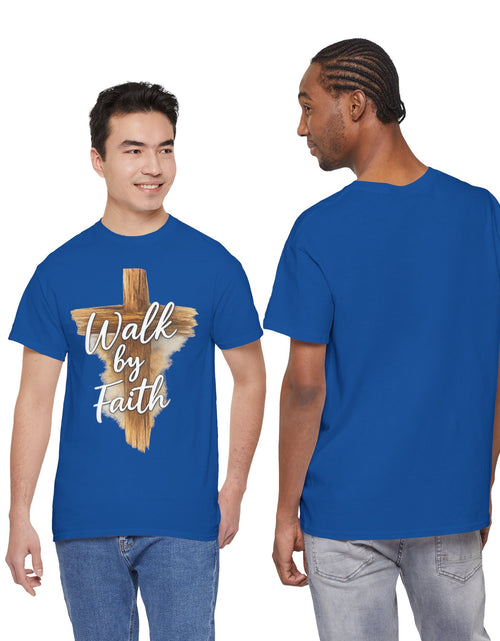 Load image into Gallery viewer, Walk By Faith Tee — Christian Cross Faith Men's T‑Shirt
