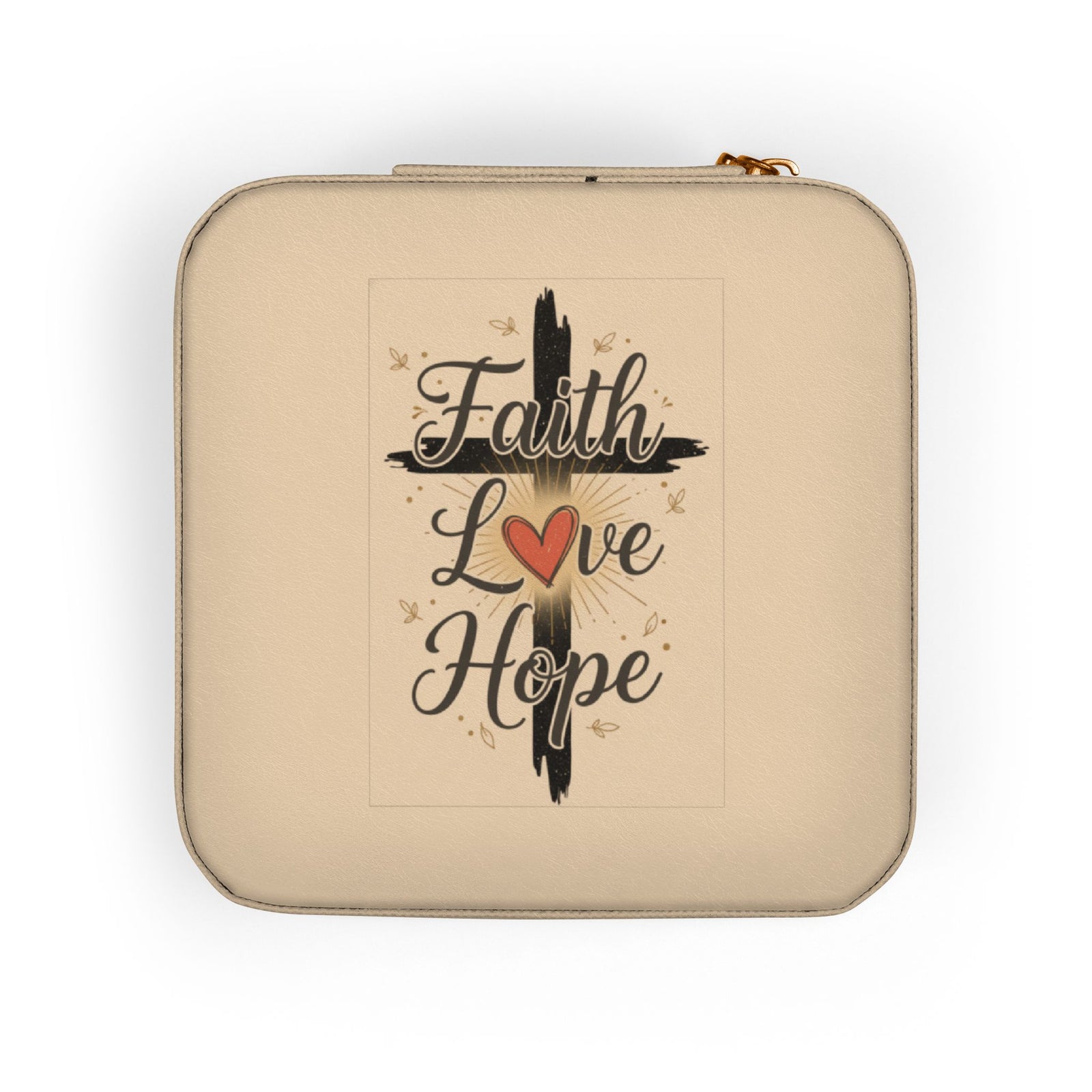 Faith Jewelry Travel Case – Cute Compact Organizer with 'Faith Love Hope' Design For Women and girls