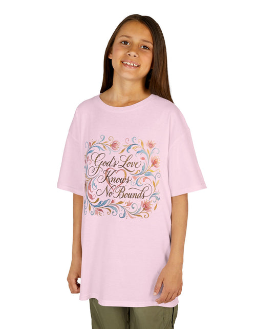 Load image into Gallery viewer, Kids Tee — "God's Love Knows No Bounds" Floral Shirt
