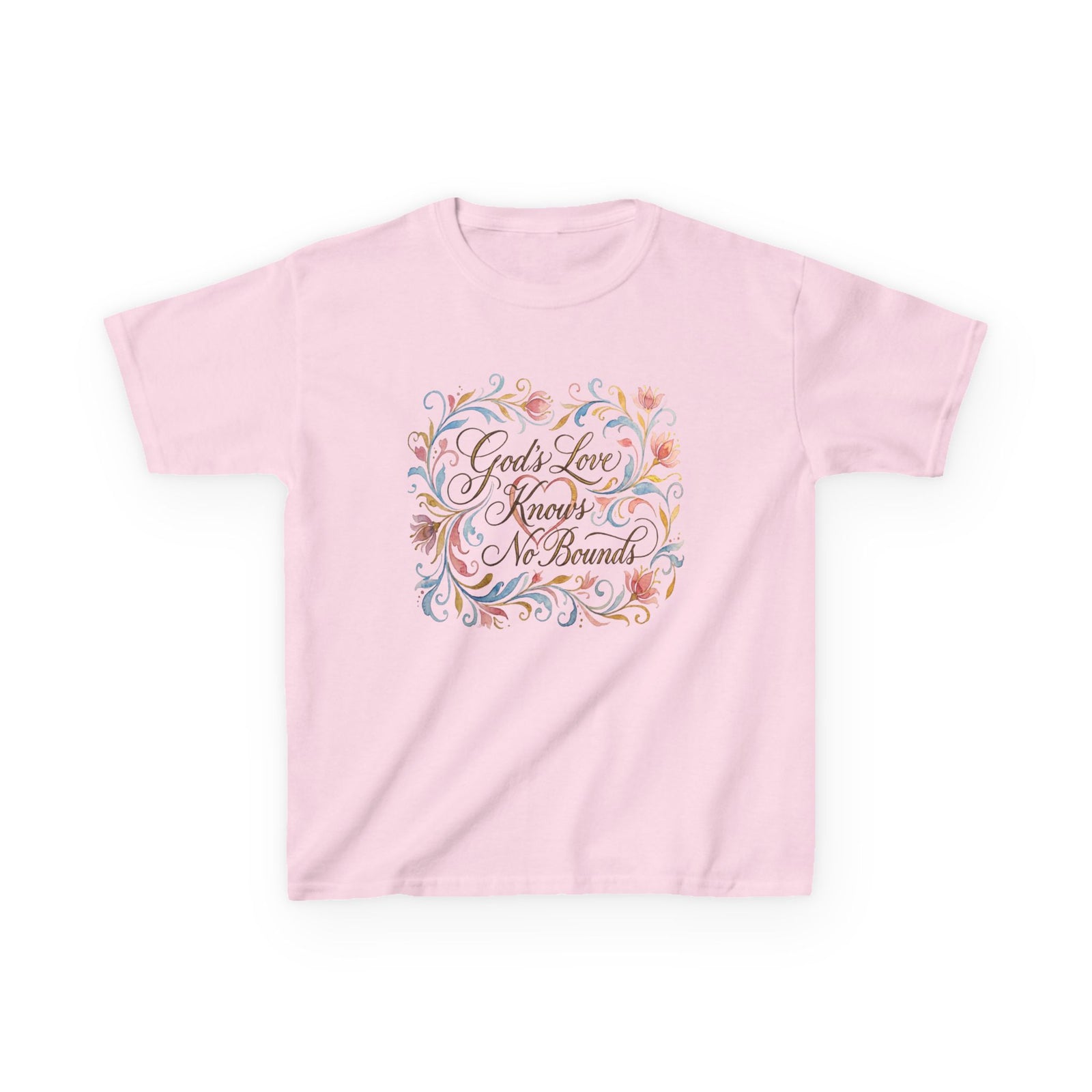 Kids Tee — "God's Love Knows No Bounds" Floral Shirt