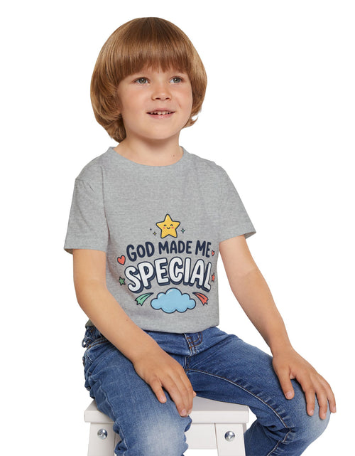 Load image into Gallery viewer, God Made Me Special Toddler T-Shirt | Christian Kids Shirt | Faith-Based Kids Clothes | Cute Religious Gift for Boys &amp; Girls
