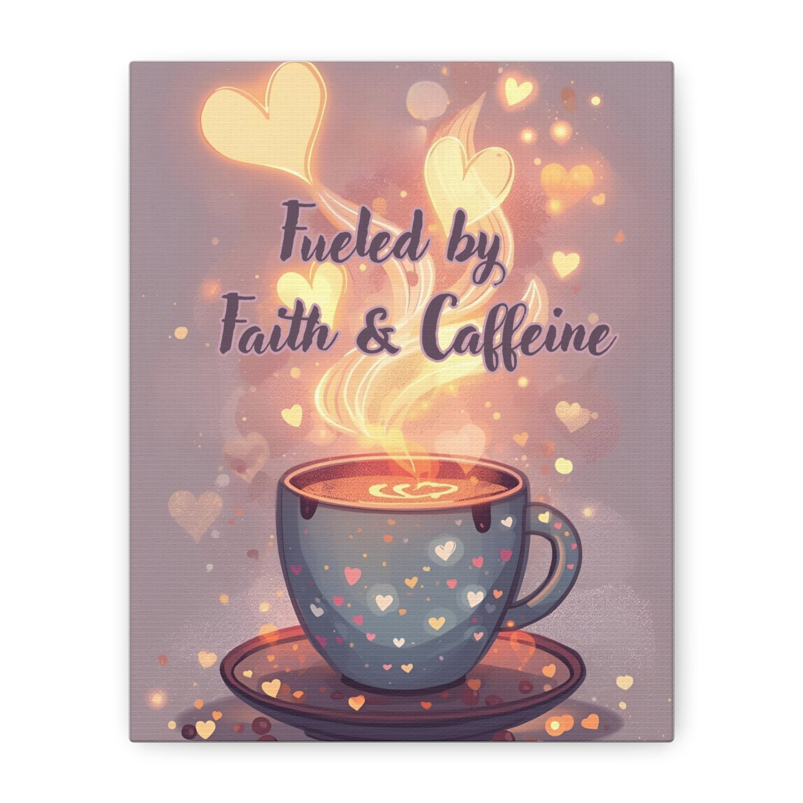 Canvas Wall Art "Fueled by Faith & Caffeine" — Coffee Lover Inspirational Home - Coffee Shop Decor