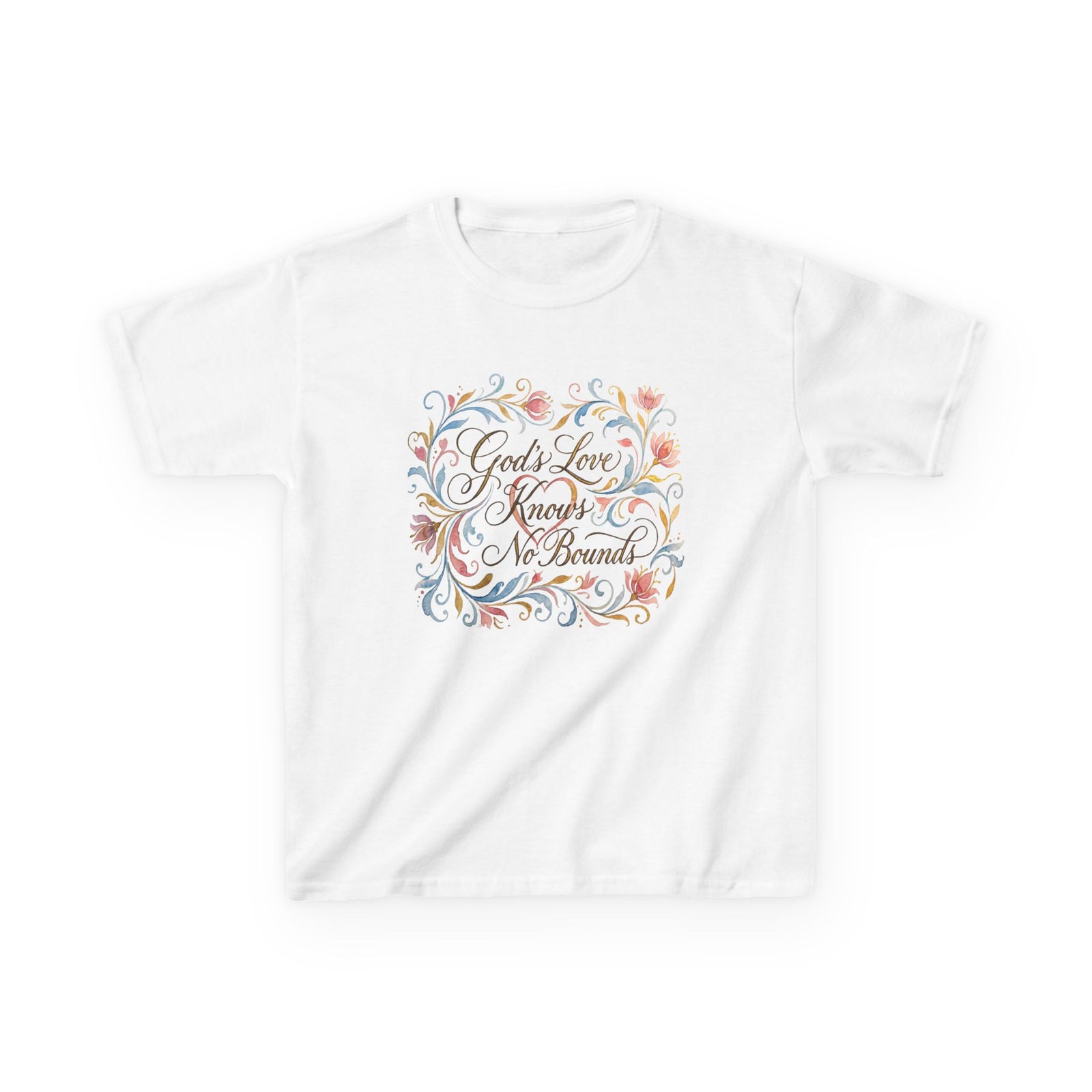 Kids Tee — "God's Love Knows No Bounds" Floral Shirt