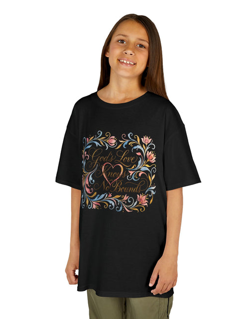 Load image into Gallery viewer, Kids Tee — "God's Love Knows No Bounds" Floral Shirt
