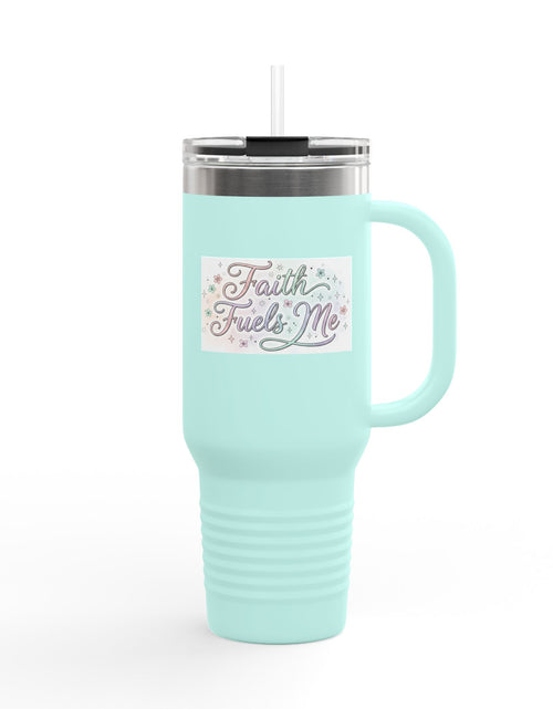 Load image into Gallery viewer, 40oz Insulated Travel Mug — "Faith Fuels Me" Inspirational White Tumbler
