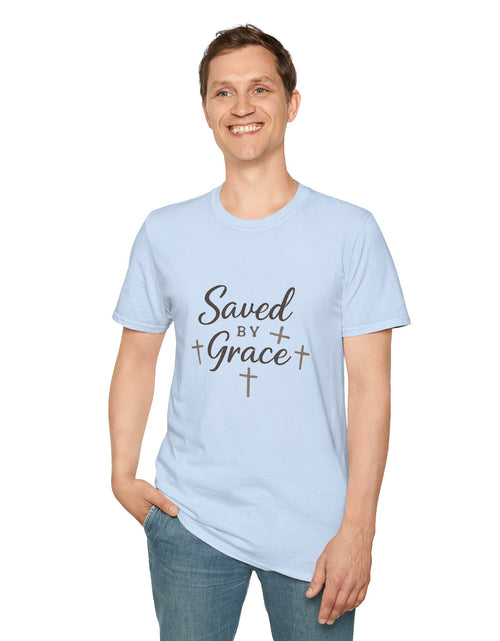Load image into Gallery viewer, Saved by Grace T‑Shirt — Christian Faith Shirt with Cross Design
