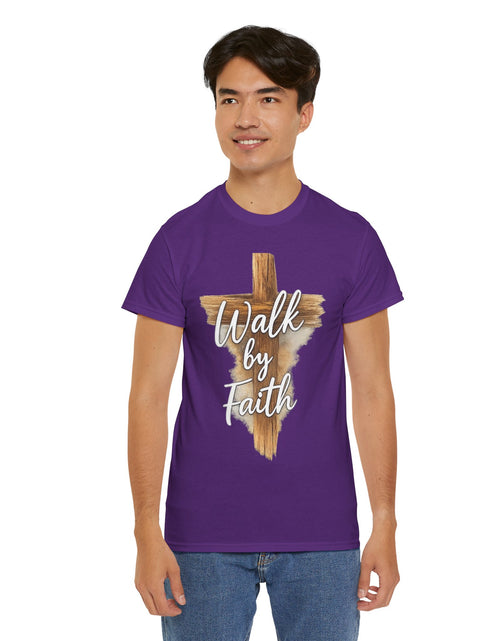 Load image into Gallery viewer, Walk By Faith Tee — Christian Cross Faith Men's T‑Shirt
