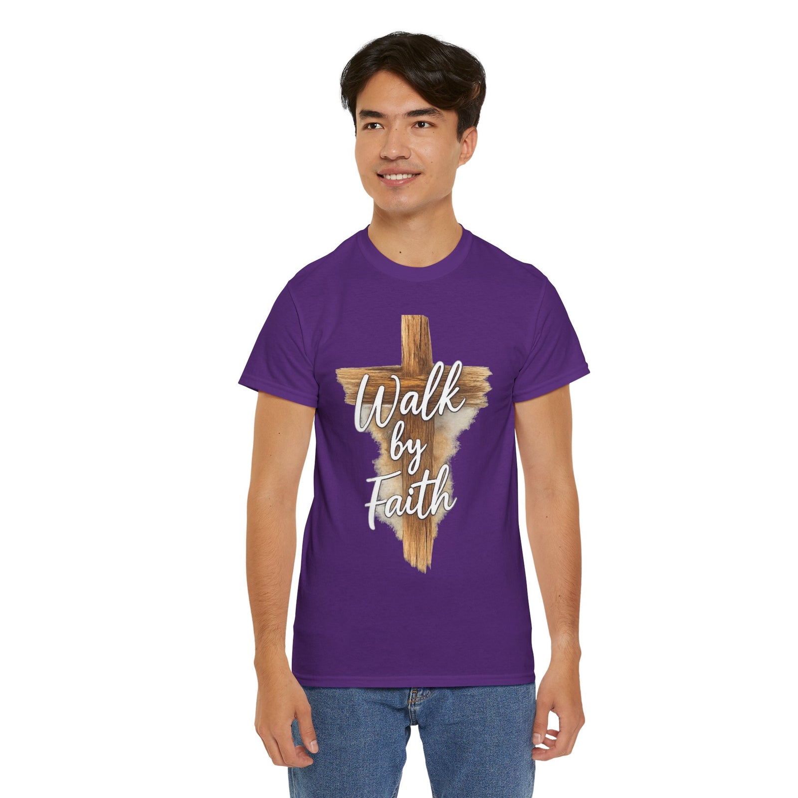 Walk By Faith Tee — Christian Cross Faith Men's T‑Shirt