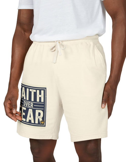 Load image into Gallery viewer, Men’s Faith Over Fear Fleece Shorts – Christian Graphic Lounge Shorts, Casual Spring Summer Athleisure
