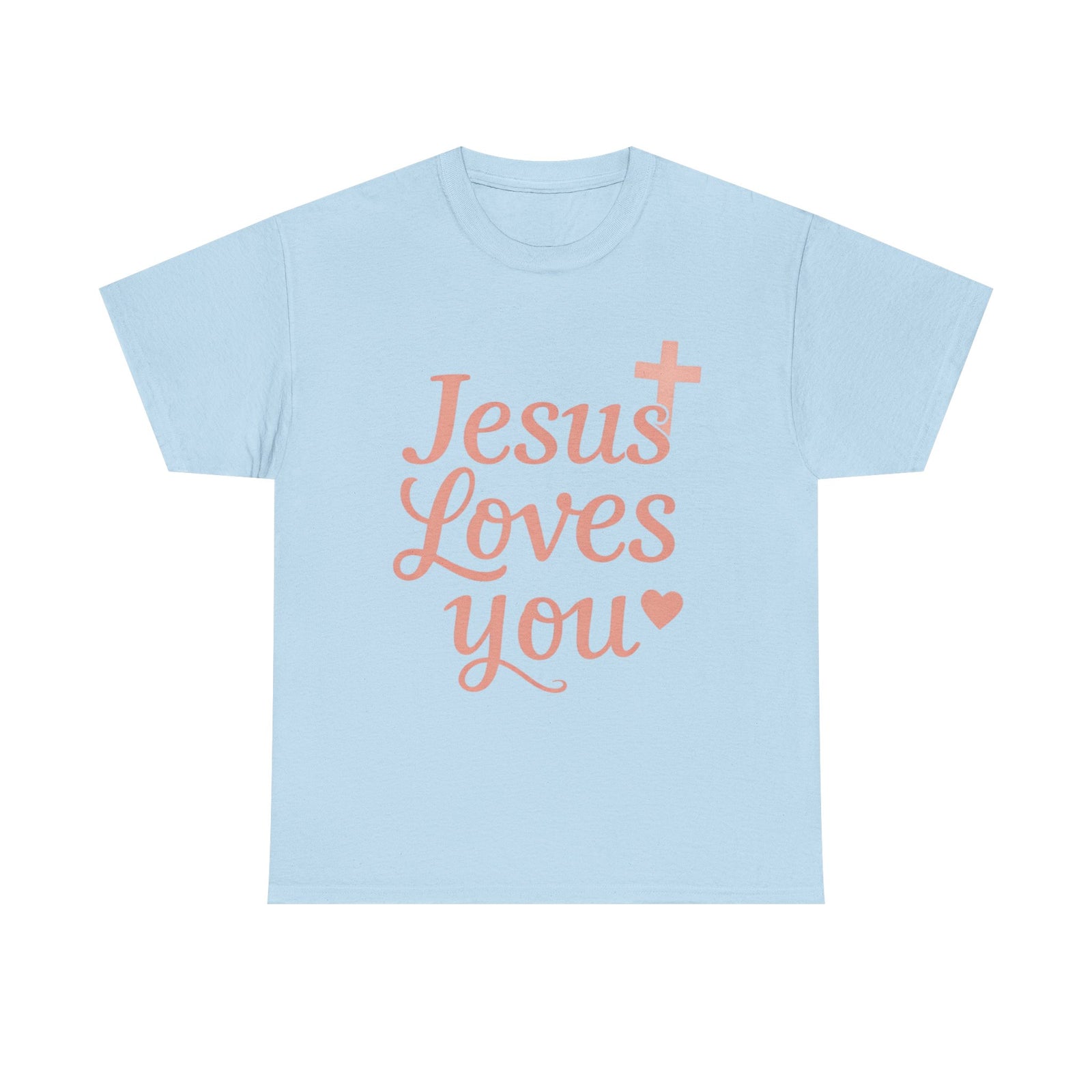 Jesus Loves You T-Shirt – Pink Script Faith Tee with Cross
