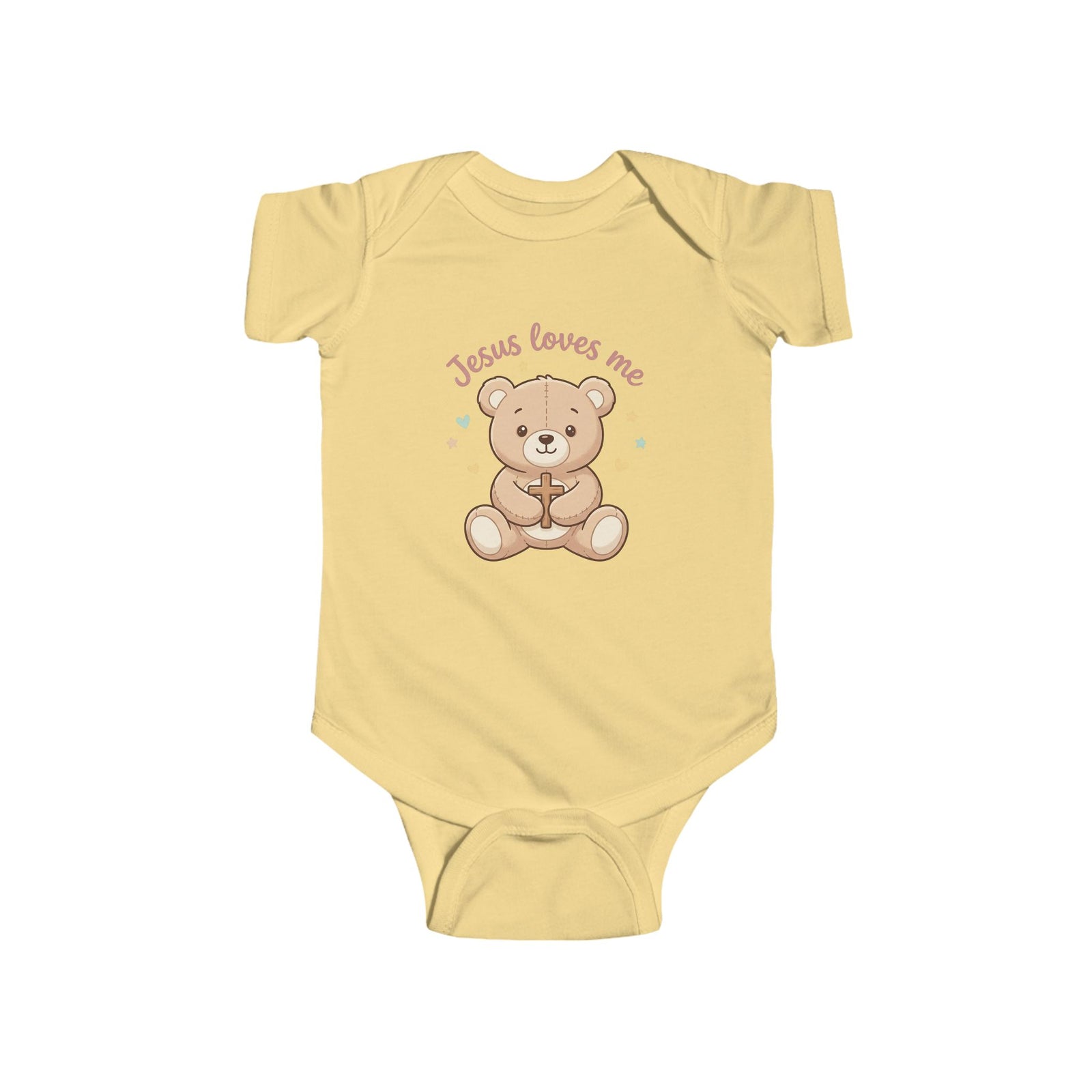 Jesus Loves Me Bear Infant Bodysuit | Christian Baby Onesie | Cute Faith-Based Baby Outfit | Newborn Gift, Baptism & Baby Shower