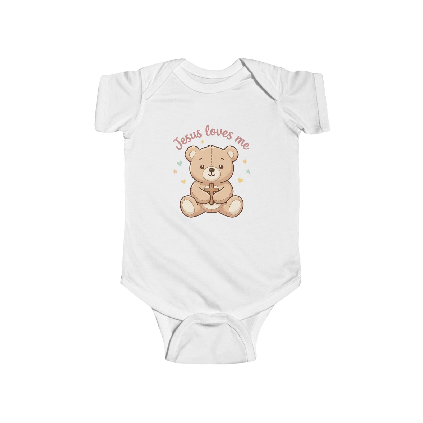 Jesus Loves Me Bear Infant Bodysuit | Christian Baby Onesie | Cute Faith-Based Baby Outfit | Newborn Gift, Baptism & Baby Shower