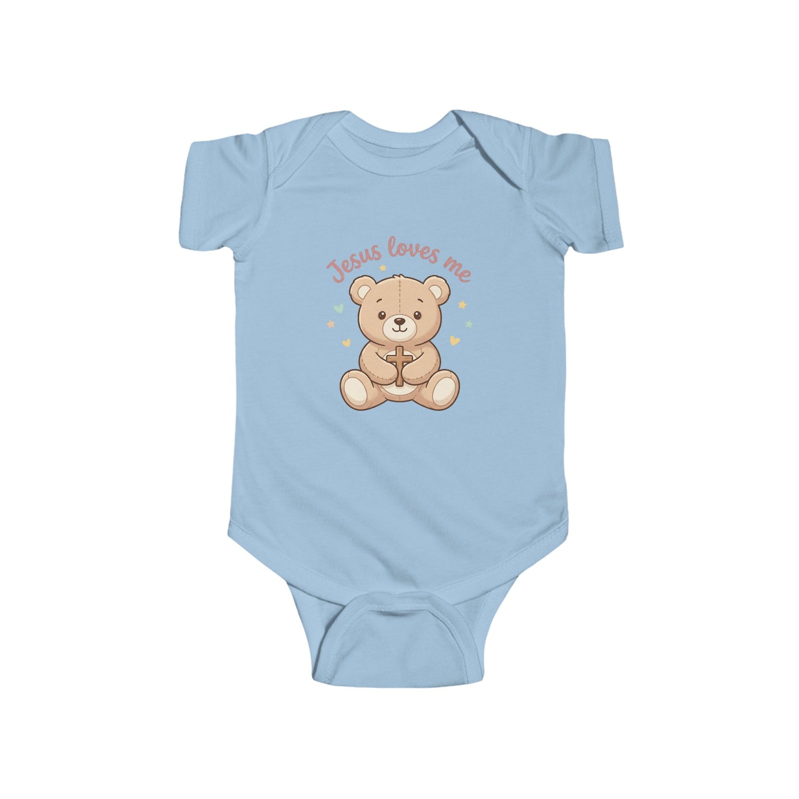 Jesus Loves Me Bear Infant Bodysuit | Christian Baby Onesie | Cute Faith-Based Baby Outfit | Newborn Gift, Baptism & Baby Shower