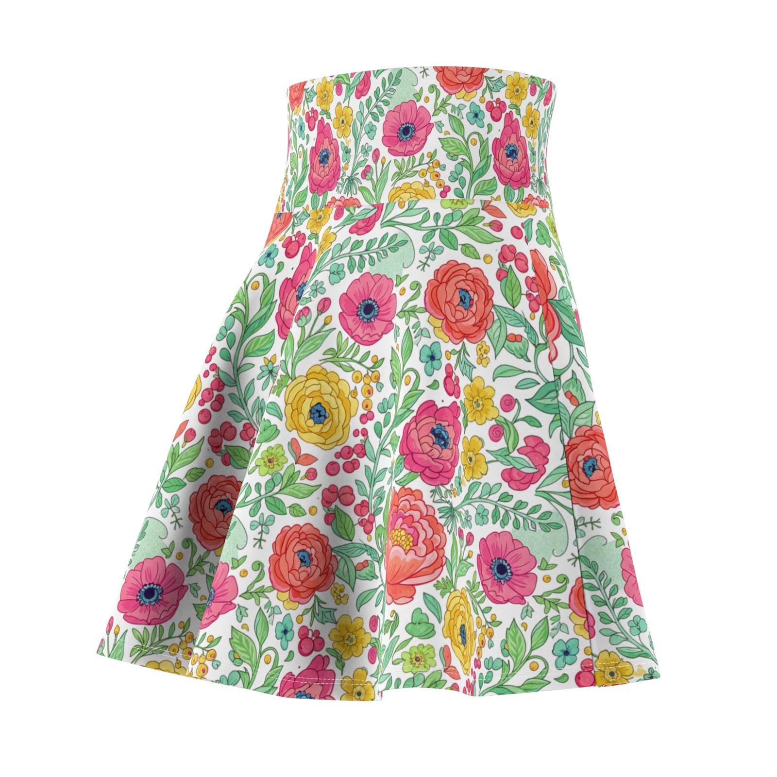 Floral Watercolor Skater Skirt for Women | Soft Spring Summer Skirt | Feminine Boho Garden Party Outfit | Cute Flowy Skirt