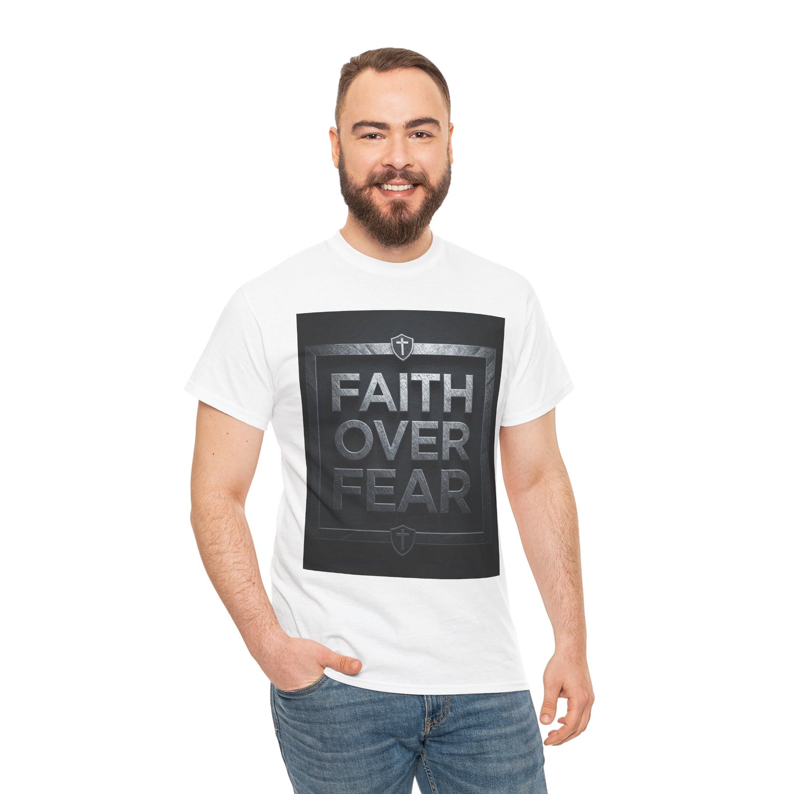 Faith Over Fear T-Shirt — Inspirational Christian Tee with Bold Typography For Men & Women