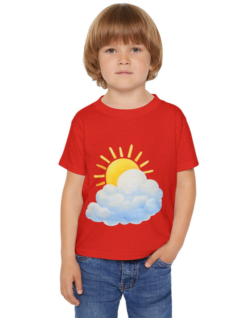 Load image into Gallery viewer, Sunny Cloud Toddler T‑Shirt — Cute Sun &amp; Cloud Graphic Tee for Kids

