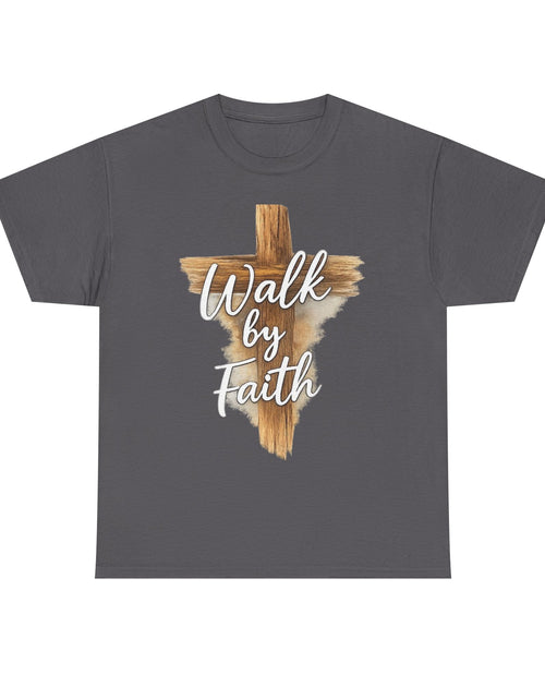 Load image into Gallery viewer, Walk By Faith Tee — Christian Cross Faith Men's T‑Shirt
