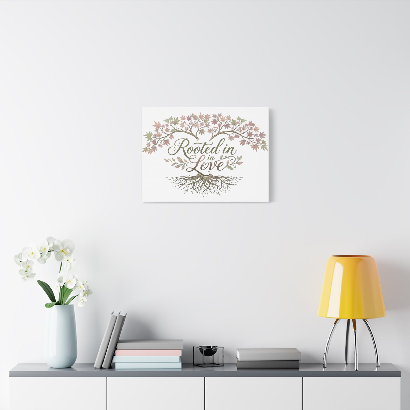 Rooted in Love Tree Canvas Wall Art — Inspirational Family Quote Home Decor