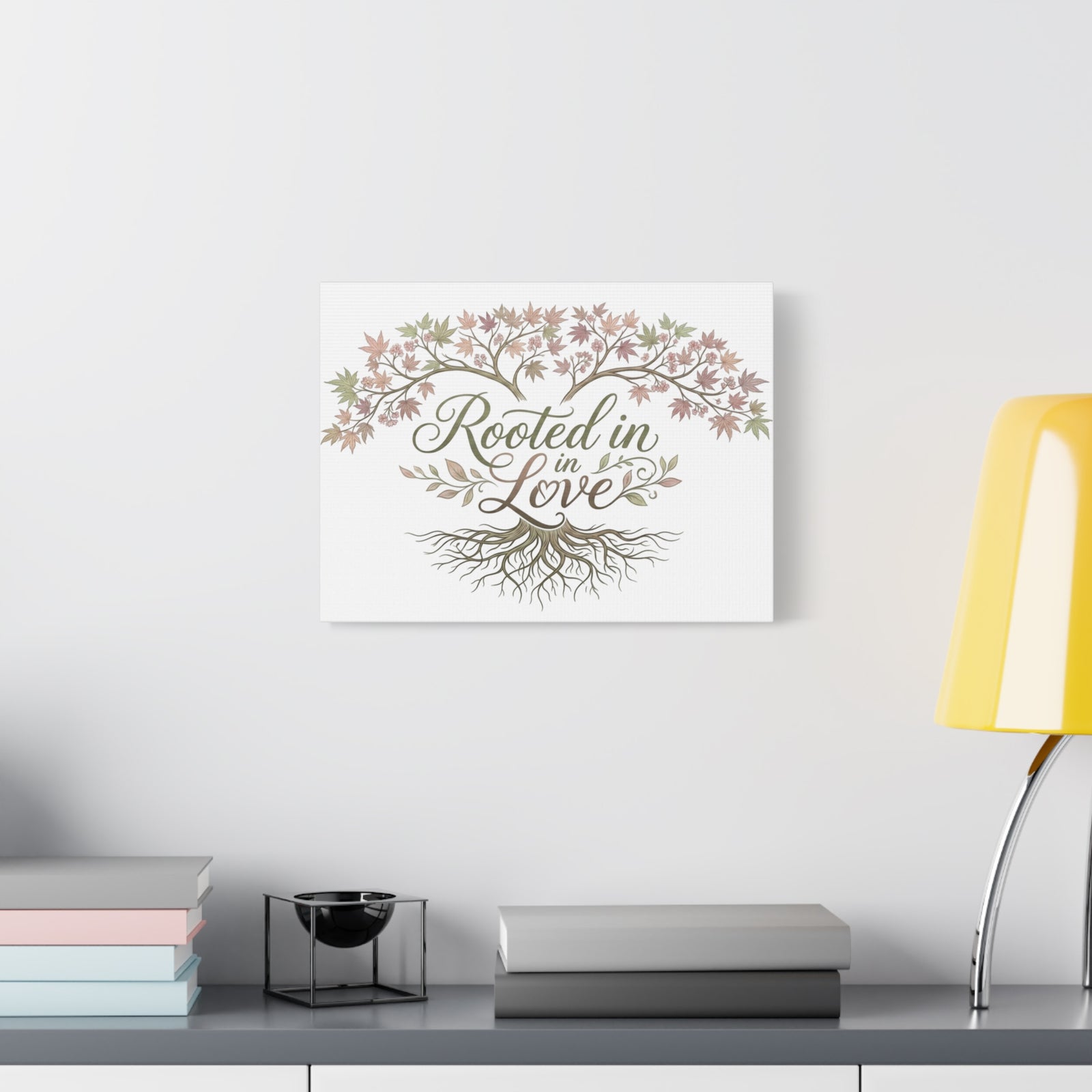 Rooted in Love Tree Canvas Wall Art — Inspirational Family Quote Home Decor