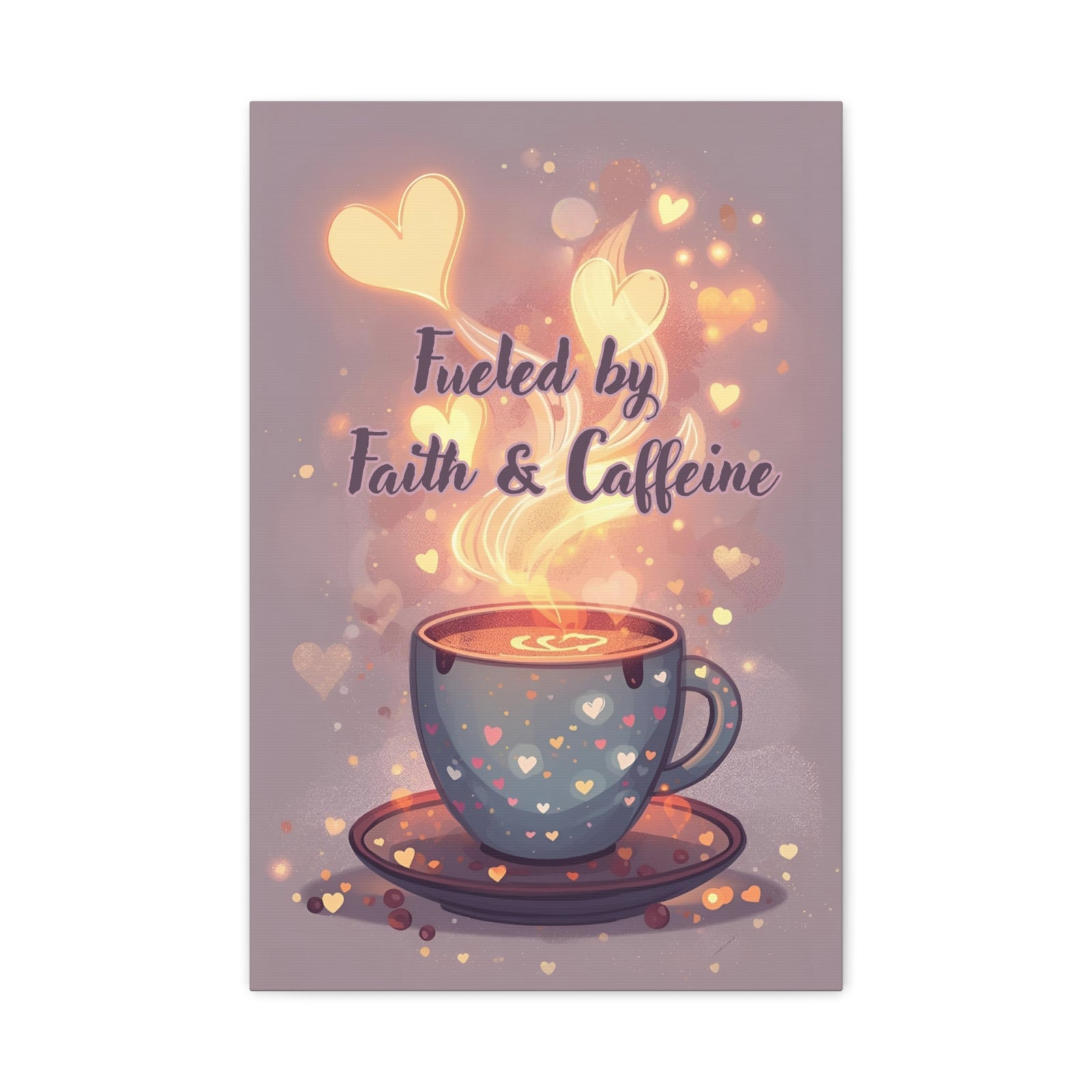 Canvas Wall Art "Fueled by Faith & Caffeine" — Coffee Lover Inspirational Home - Coffee Shop Decor