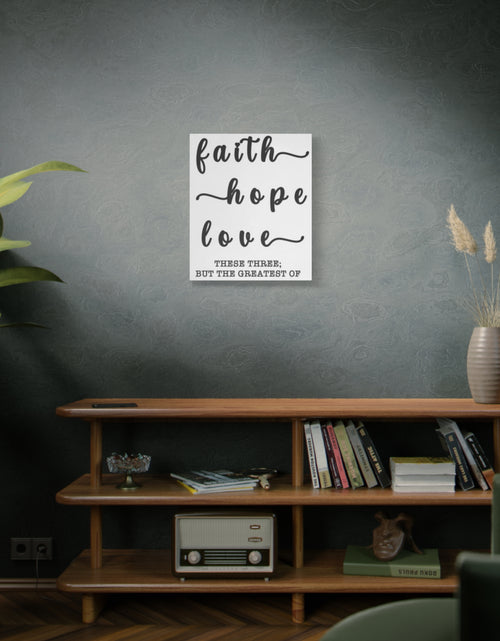 Load image into Gallery viewer, Faith Hope Love Matte Stretched Canvas Wall Art — Inspirational Scripture Quote
