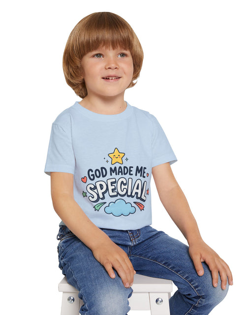 Load image into Gallery viewer, God Made Me Special Toddler T-Shirt | Christian Kids Shirt | Faith-Based Kids Clothes | Cute Religious Gift for Boys &amp; Girls
