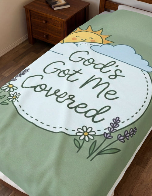 Load image into Gallery viewer, God's Got Me Covered - Sun Cloud Floral Faith Design - Baby Kid Soft Velveteen Plush Blanket
