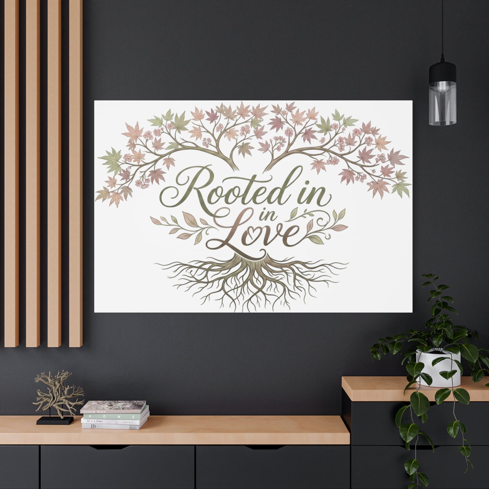 Rooted in Love Tree Canvas Wall Art — Inspirational Family Quote Home Decor