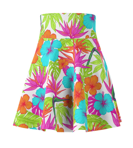 Tropical Floral Skater Skirt for Women | Bright Hibiscus Summer Skirt | Vacation Beach Resort Wear | Colorful Boho Skirt