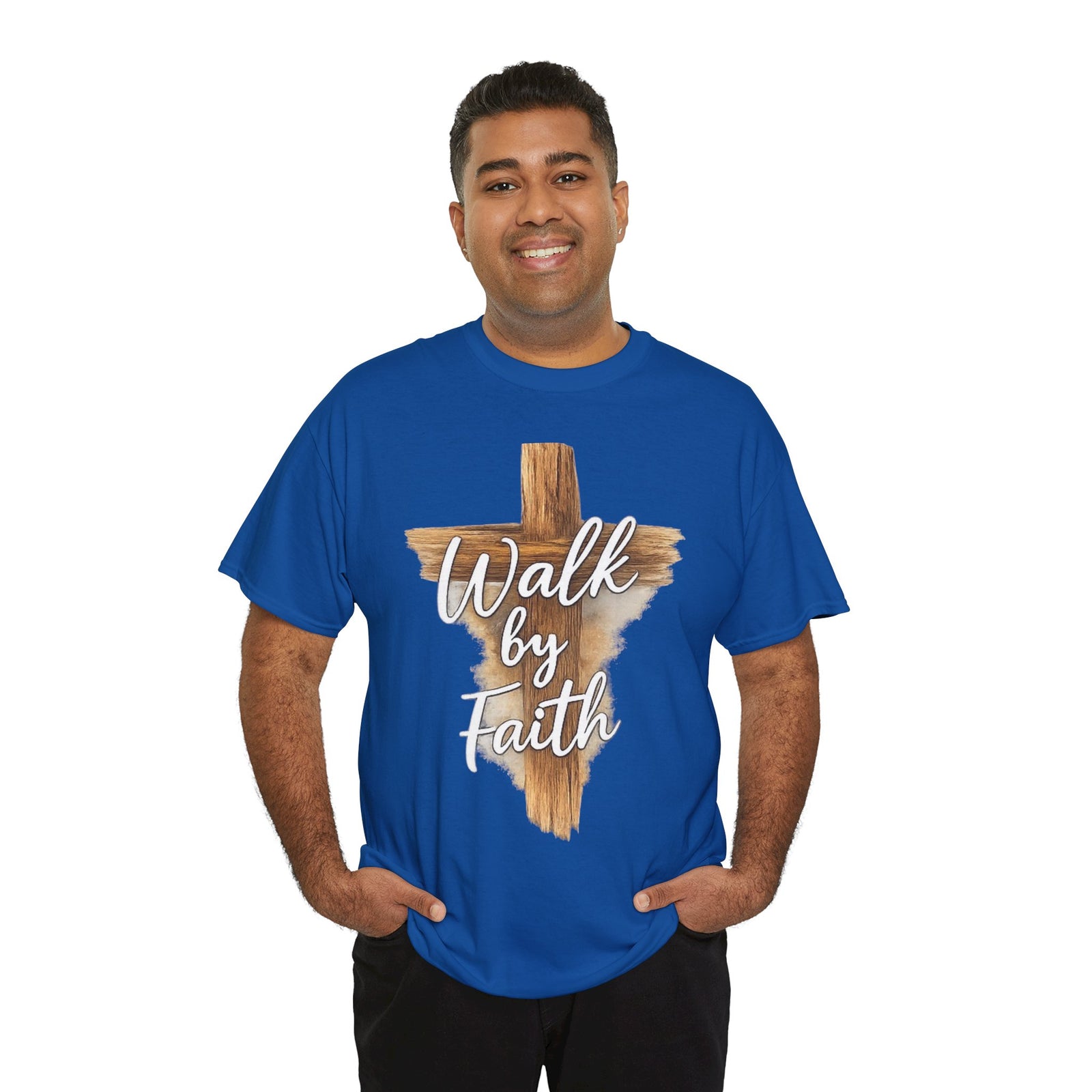 Walk By Faith Tee — Christian Cross Faith Men's T‑Shirt