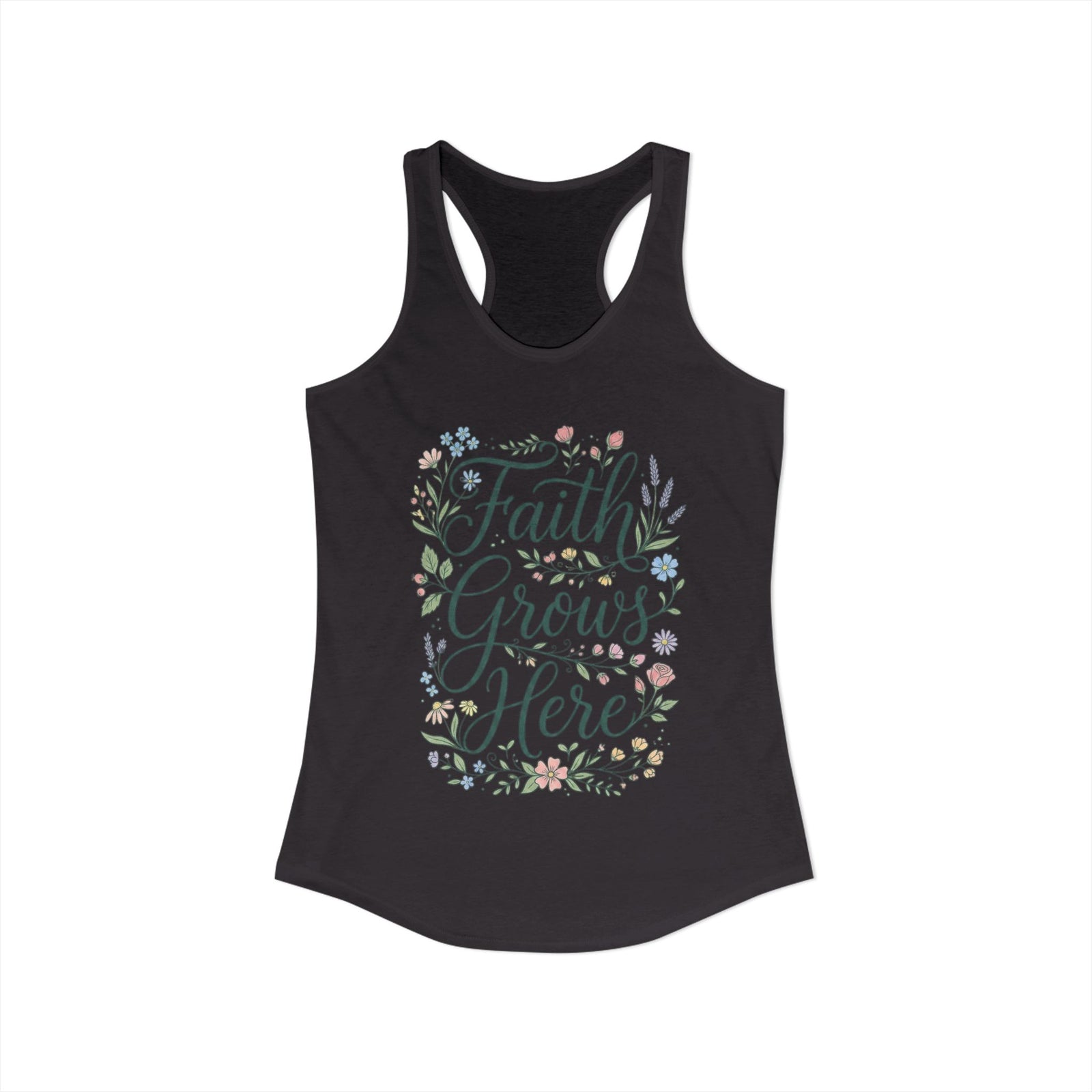 Faith Grows Here Women's Christian Tank Top – Inspirational Faith Shirt – Summer Christian Apparel