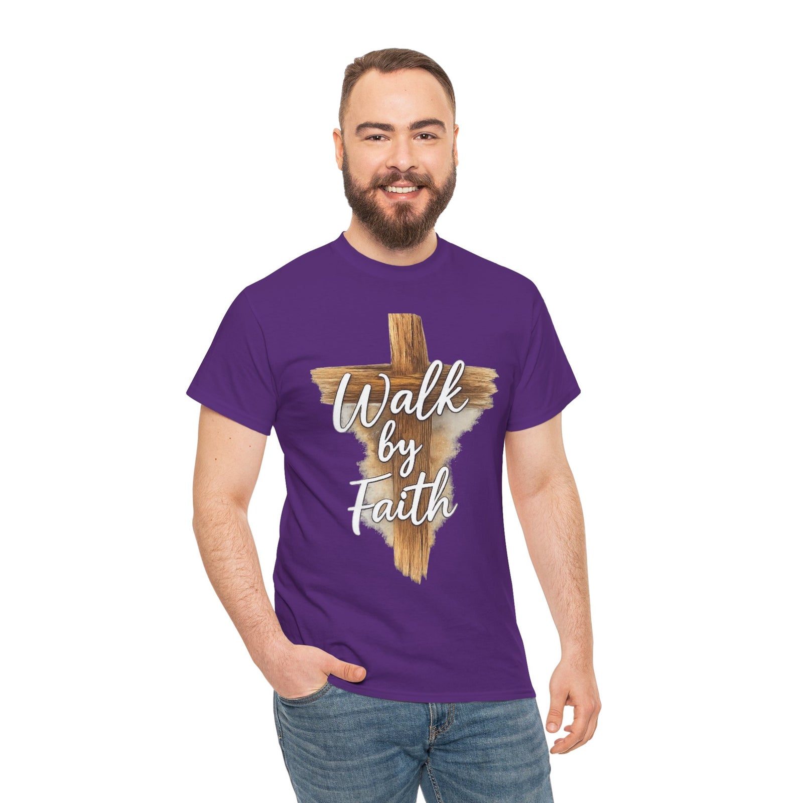 Walk By Faith Tee — Christian Cross Faith Men's T‑Shirt