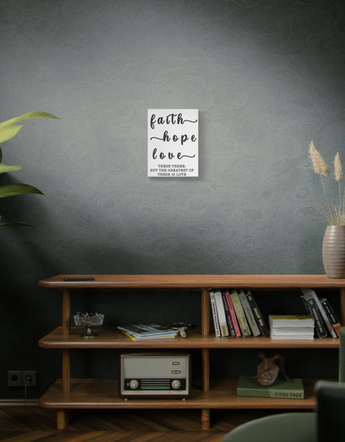 Load image into Gallery viewer, Faith Hope Love Matte Stretched Canvas Wall Art — Inspirational Scripture Quote
