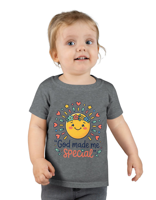 Load image into Gallery viewer, God Made Me Special Toddler T-Shirt | Cute Sun Graphic Kids Shirt | Christian Toddler Tee | Faith-Based Kids Clothes

