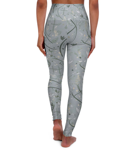 Yoga Leggings — Faith Dove Floral High-Waist Athletic - Active wear