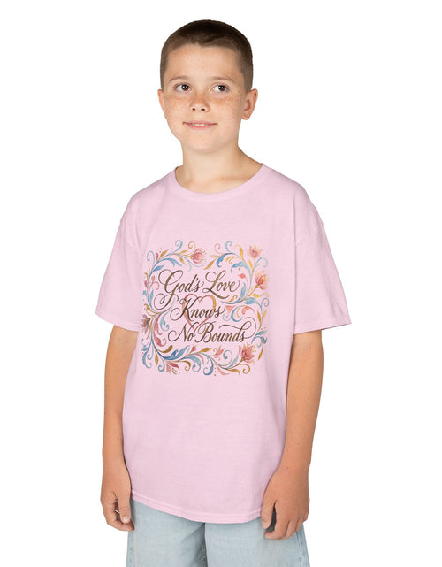 Load image into Gallery viewer, Kids Tee — "God's Love Knows No Bounds" Floral Shirt
