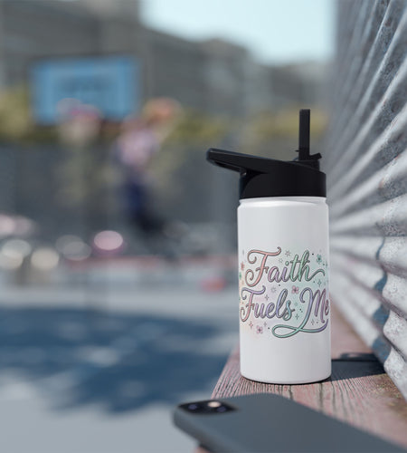Faith Fuels Me Stainless Steel Water Bottle — Inspirational Pastel Travel Bottle 3 different sizes