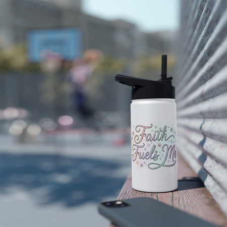 Faith Fuels Me Stainless Steel Water Bottle — Inspirational Pastel Travel Bottle 3 different sizes