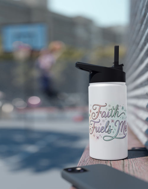 Load image into Gallery viewer, Faith Fuels Me Stainless Steel Water Bottle — Inspirational Pastel Travel Bottle 3 different sizes
