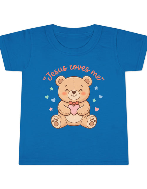 Load image into Gallery viewer, Toddler T-Shirt — Cute “Jesus Loves Me” Teddy Bear Christian Kids Tee
