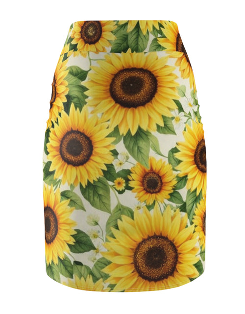 Load image into Gallery viewer, Sunflower Pencil Skirt – Bright Yellow Floral Midi Skirt for Summer, Casual Office Wear, Garden Party Outfit, Gift for Her
