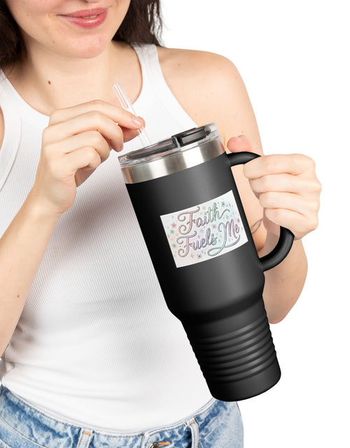 Load image into Gallery viewer, 40oz Insulated Travel Mug — "Faith Fuels Me" Inspirational White Tumbler
